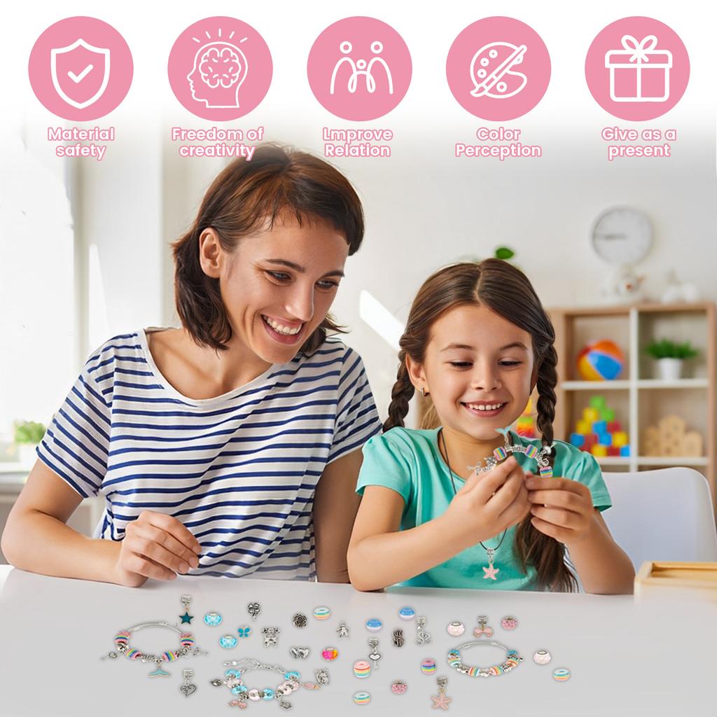 78 Parça Boncuk Takı Yapım Kiti DIY Boncuklu Bileklik Kolye Yapımı El İşi Seti Doğum Günü Noel Hediyesi ve DIY Severler İçin