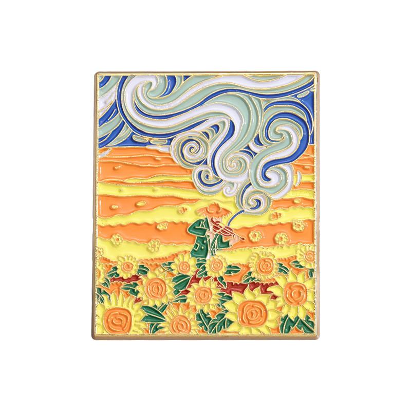 Unique Cartoon Inspired Artistic Brooch With Dreamy Starry Sunflower Design For All