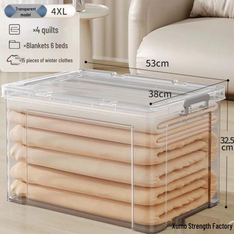 Large Capacity Transparent Plastic Storage Box for Clothes & Snacks - Orange