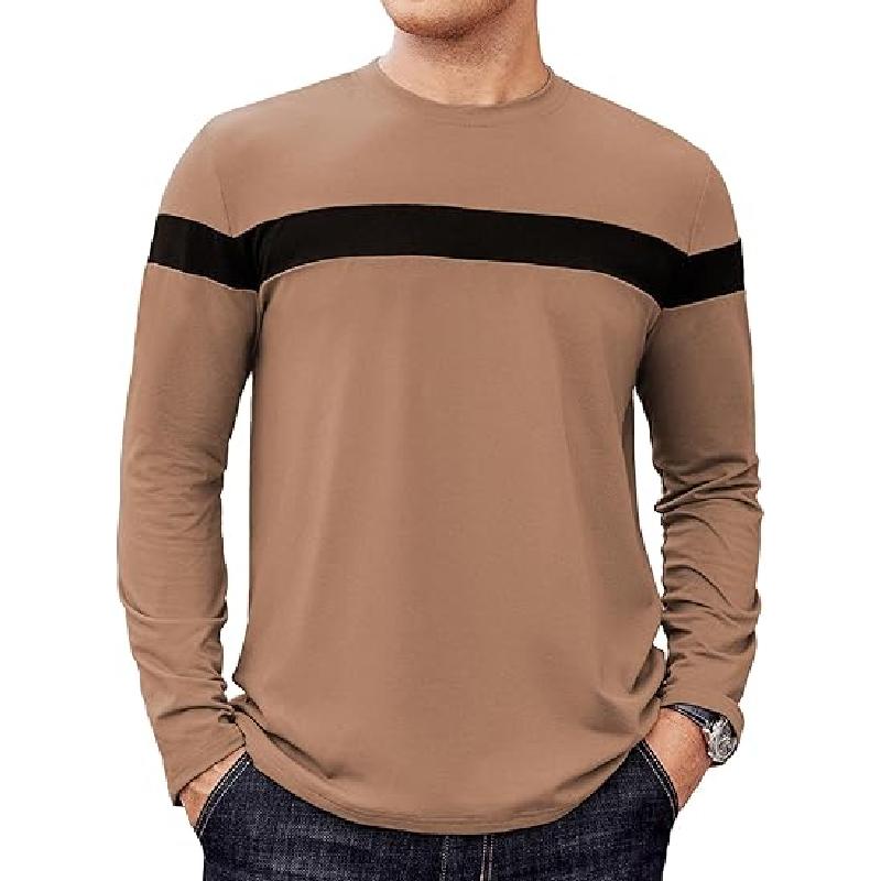 Spring and Autumn Men's 100% Polyester Loose Comfortable Sport Casual 3D Print Round Neck Long Sleeve T-Shirt Top