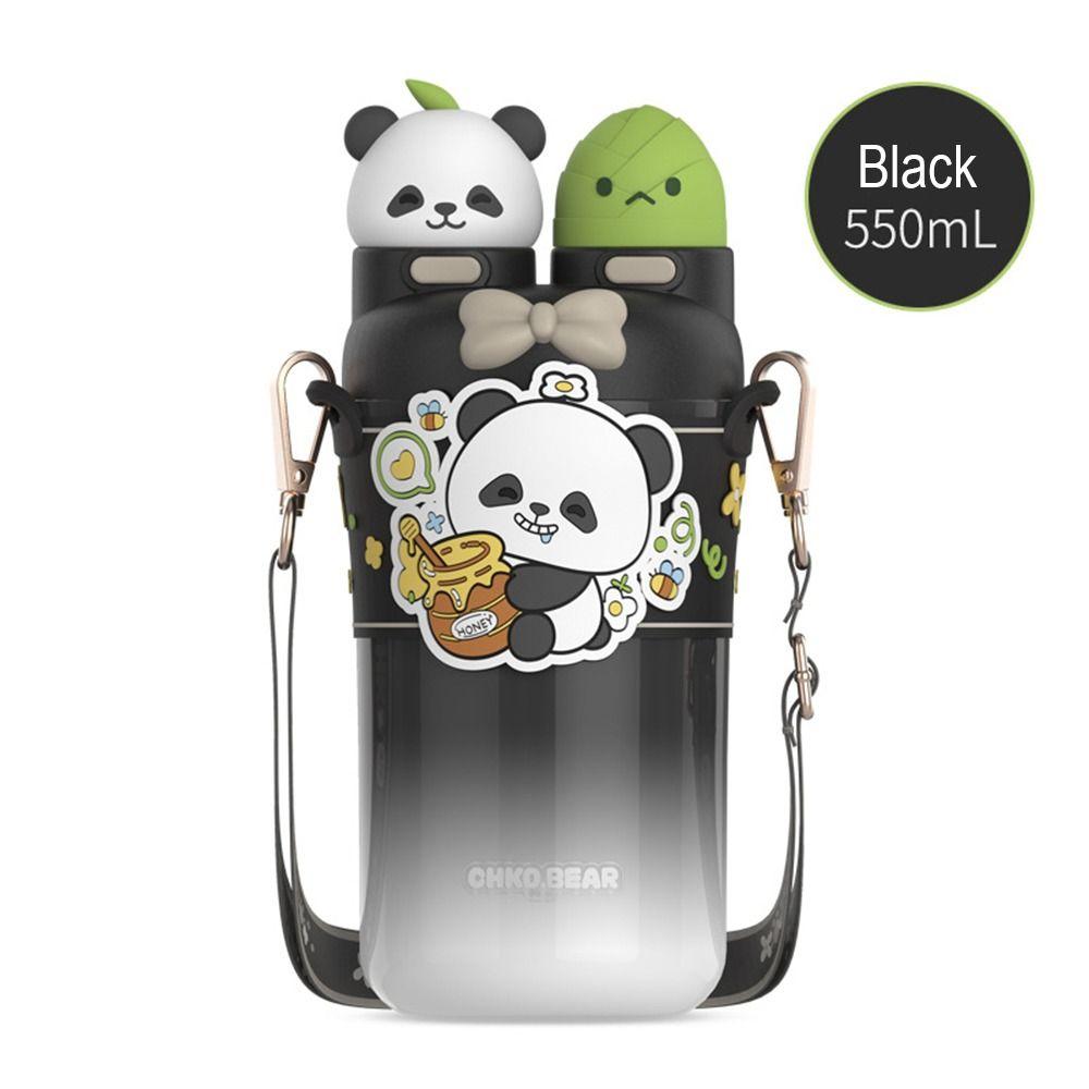 Cartoon 640/600/550ML Large Capacity Insulated Cup Stainless Steel Panda Water Bottle Capybara Thermal Mug for Boys and Girls