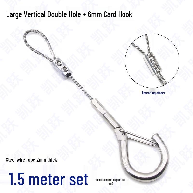 Adjustable Steel Wire Rope Safety Lanyard with Locking Snap Hook for Fall Protection and Sound System Suspension, 1.5-4mm.