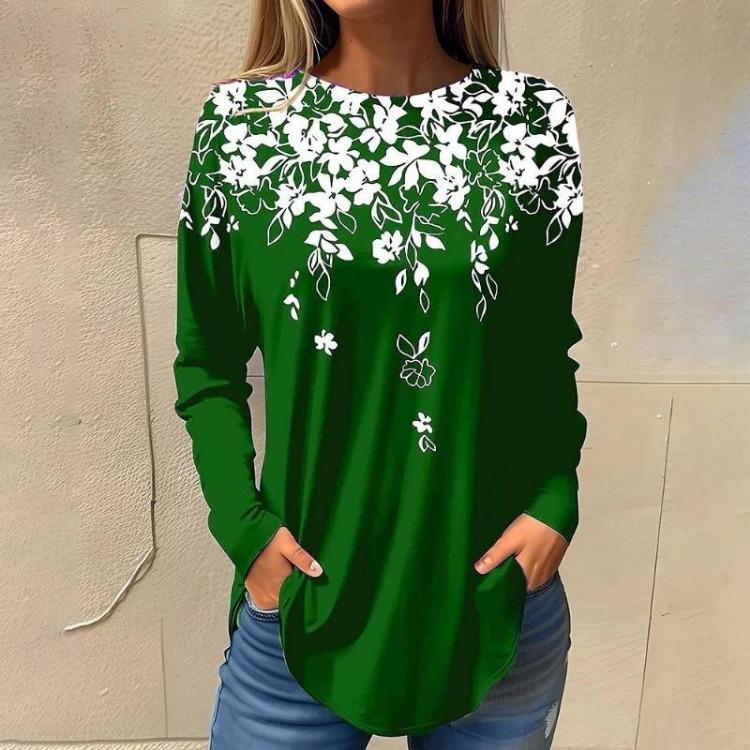 Autumn 3D Print Women Oversized O Neck Long Sleeve Tops T Shirt Ladies Clothing