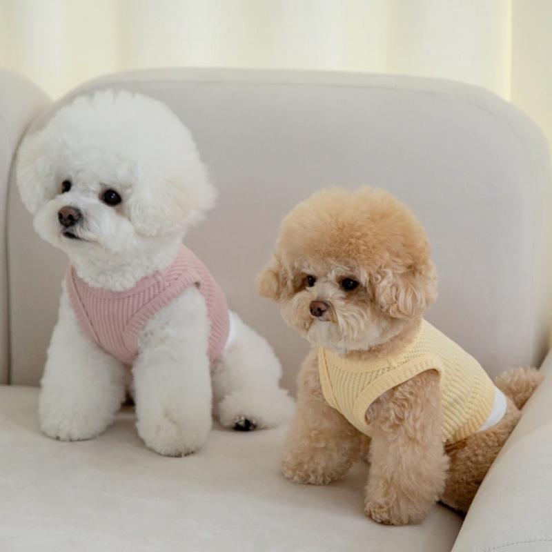 Pet Spring Waffle Tank Top Pet Thin Splicing Bear Short Sleeve Top Breathable Tank Top Small Dog Teddy Puppy Clothes
