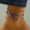 European & American Retro Letter Butterfly Pendant Multi-Layer Beach Anklet Set