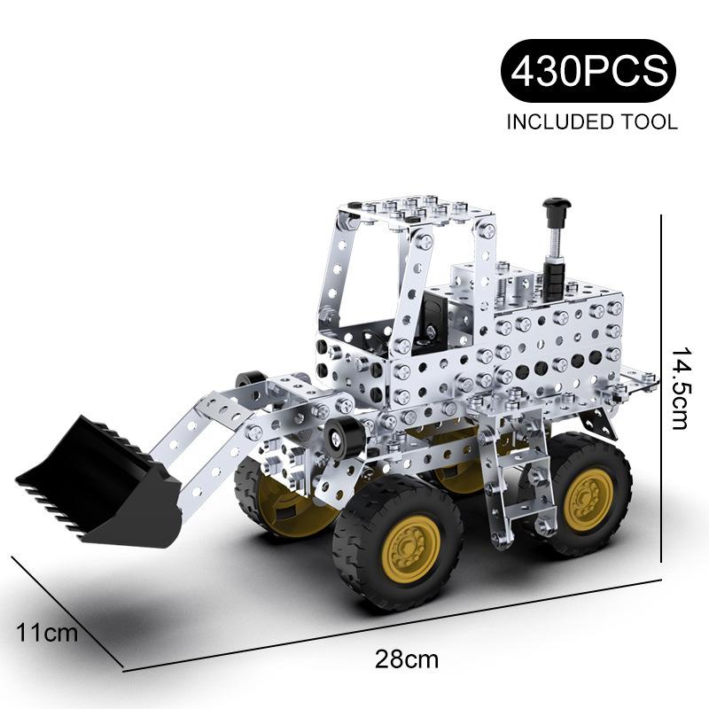 Creative 3D Metal Assembly Building Block Excavator Model Bulldozer Engineering Vehicle MOC Brick Nut Assembly Toy Boy Gift