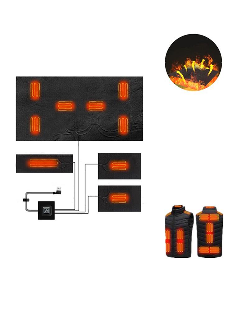 1set Usb Electric Heated Clothes Heater Pad With 3 Gear Adjustable Temperature Electric Heating Sheet Warmer Pad For Vest Jacket