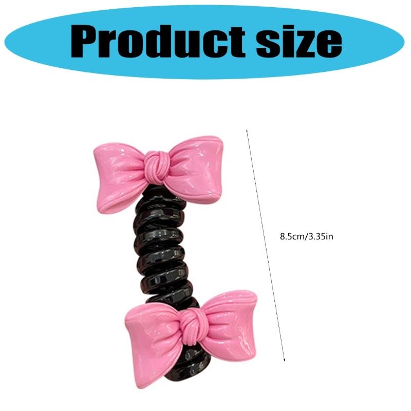 2PCS Spirals Bowknot Ponytail Holder Hair Ties For Girls Resin Hair Accessories Kids Hair Bows For Daily Use And Parties