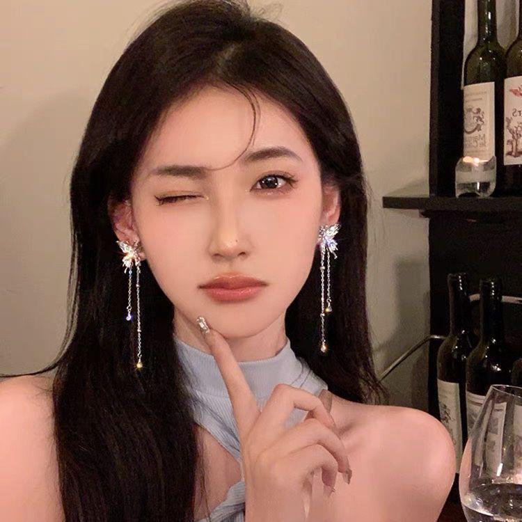 Boucles d'oreilles à pampilles en perles coréennes - Argent S925, polyvalentes et tendance