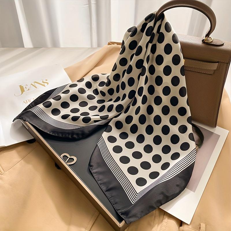 Elegant French Square Scarf Unique Printed Neck Shawl Stylish Multi-Functional Bandana Neck Protector Simulated Silk Scarf