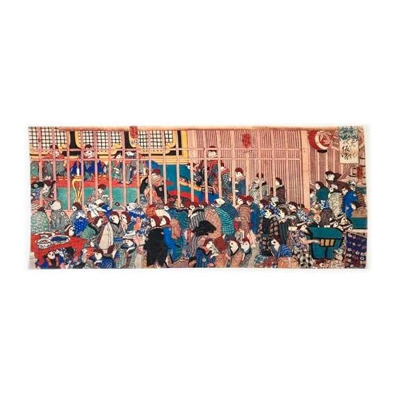 Ukiyo-e Tenugui Towel - Satotsuzume Negura no Karisuk by Kuniyoshi Utagawa - 100% Cotton, Premium Tokka Fabric, Gentle on Skin, Lightweight