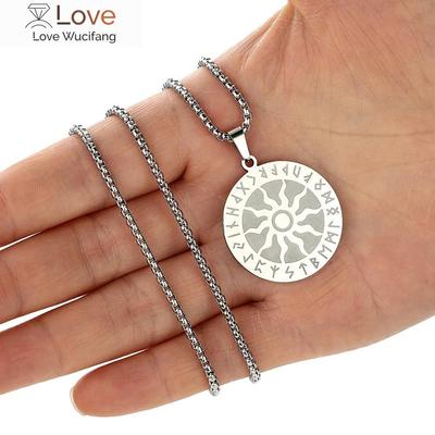 Stainless Steel Viking Sun Wheel Rune Pendant Necklace For Women Men Jewelry Slavic Amulet Male Birthday