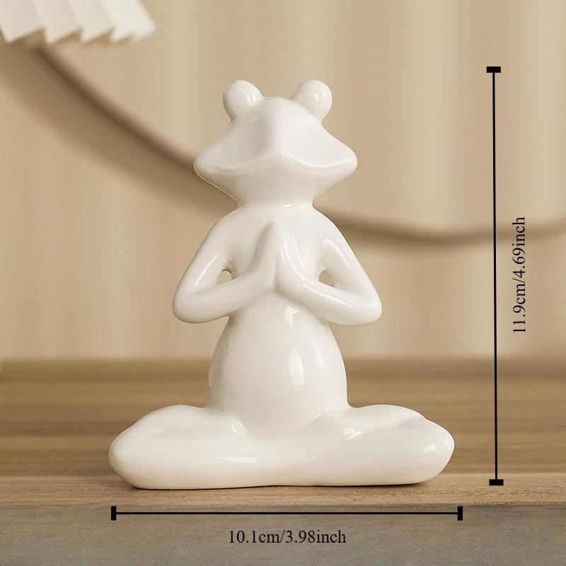 Home Decor Frog Abstract Art Ceramic Yoga Poses Figurine Porcelain Lady Figure Statue Studio Decor Ornament Indoor Decoration