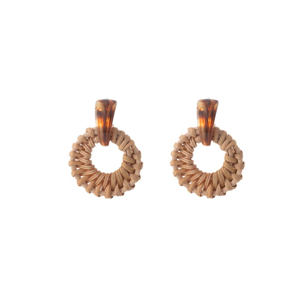 Bohemian Long Woven Hollow Circle Stud Earrings, High-End Exaggerated Earrings, Fashionable And Unique Temperament Earrings.
