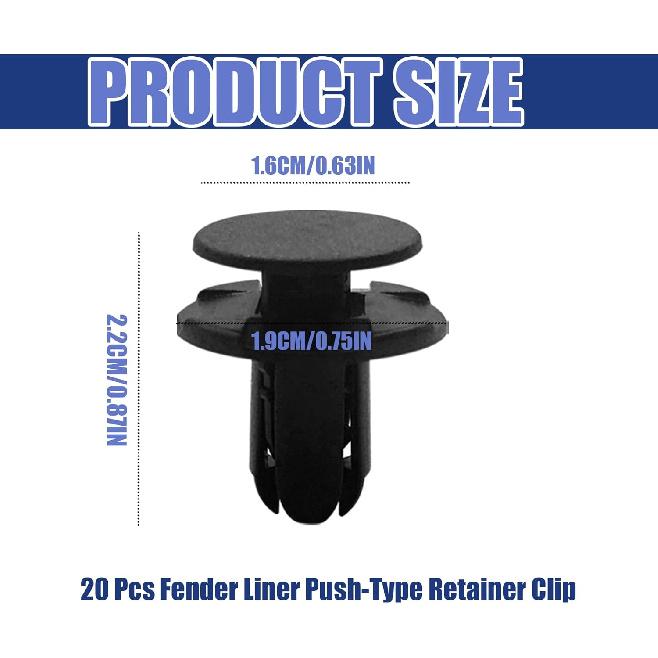 20PCS Fender Liner Push-Type Retainer Clip Fastener, Compatible with Kia Hyundai Elantra Equus Genesis Ioniq Kona Accent Azera Santa Fe Sonata Tucson