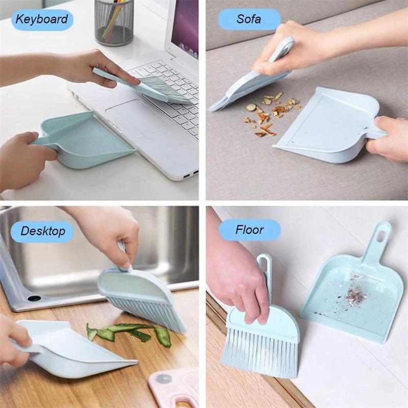 Mini Desktop Broom Dustpan Set Car Broom Sweeping Bed Garbage Shovel Small Sweeping Broom Keyboard Brush