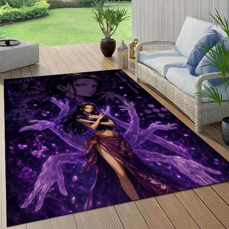 Nico Robin Flannel Pattern Square Carpet,Area Rug,Carpet Rug for Living Room Bedroom Sofa Playroom Decor,Non-slip Floor Mat