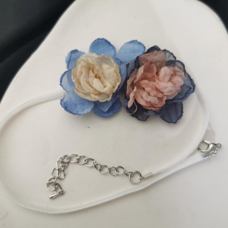 Simple Double Flowers Neckband Choker Necklace Jewelry Temperament Sweet Neck Chain Women Clavicle Chain Necklace