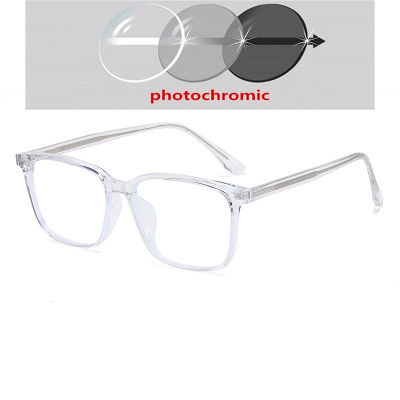 Transparent Gray Frame Blue Light Blocking Computer Eyeglasses Women Men TR90 Square Prescription Spectacles 0 -0.5 -0.75 To -6