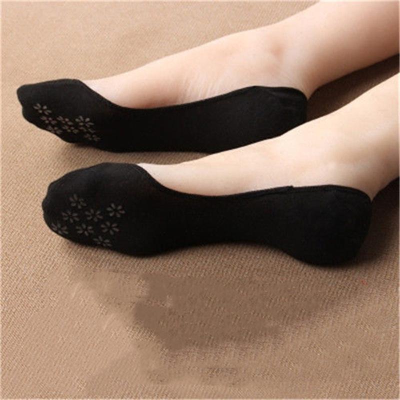 5 Pairs Thin Cotton Boat Socks for Women Shallow Mouth Summer Silicone Anti Slip Women's Ankel Socks for High Heels Shoes