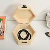 Wooden Hexagonal Jewelry Storage Box, Desktop Organizer for Rings, Necklaces & Small Accessories, Portable Design