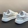 Autumn 2025 Men's Genuine Leather White Sneakers: British Style, Thick Sole, Casual, High-End Fashion