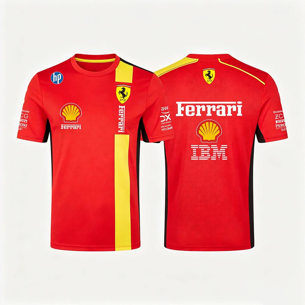 2026 Ferrari Summer Round Neck 3D Print T-shirt Formula 1 Motor Racing Short Sleeve Top
