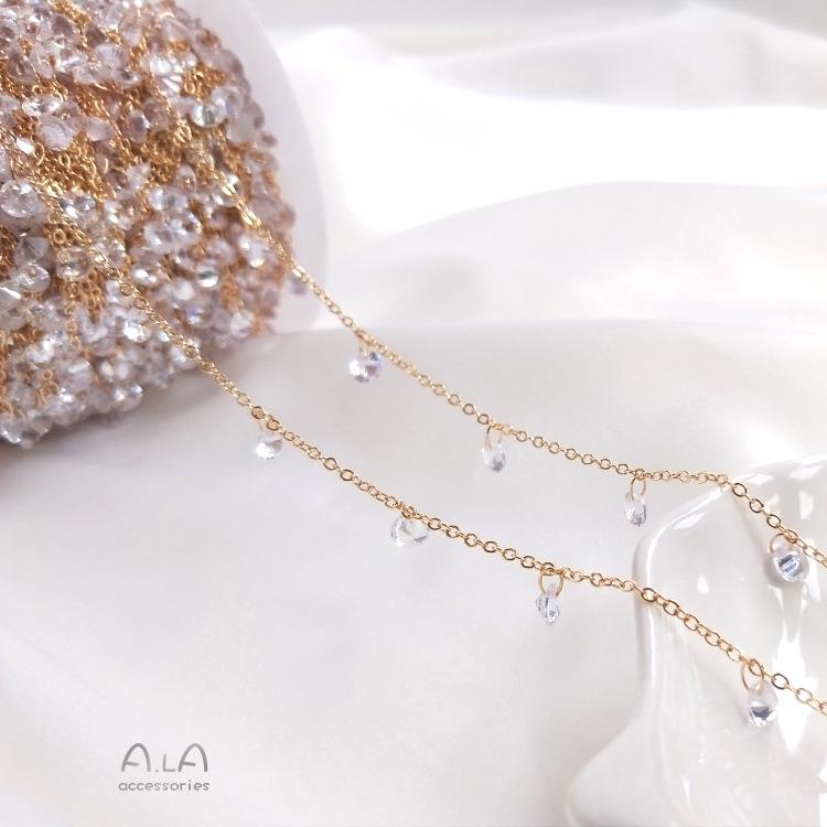 14K Gold Filled Zircon Chain Pendant Sparkling Diamond O-Shaped Loose Chain DIY Handmade Bracelet Necklace Jewelry