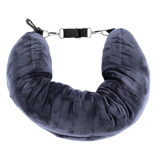 

Расслабленная однотонная отличная регулируемая пряжка для путешествий, надувная подушка для шеи, подушка-трубка серый