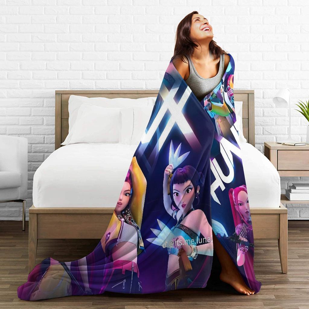 KPop Demon Hunters Plush Blanket Child  Flannel Throw Blanket For Couch Bed Soft Warm Design Quality Bedspread Gift Idea