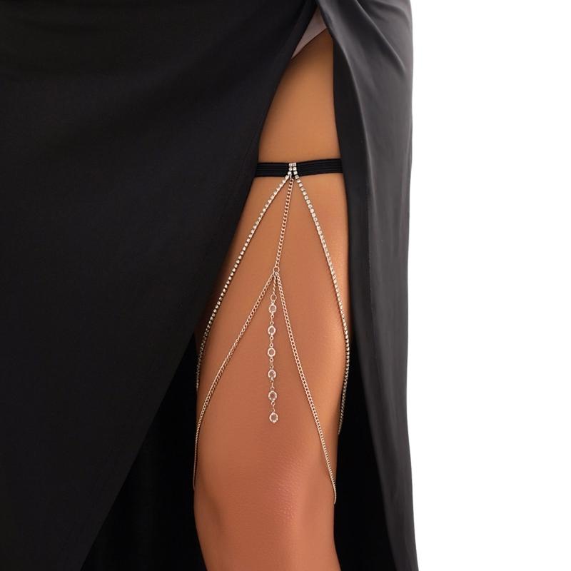 Сексуальная Цепочка на Ногу с Множеством Страз Женский Пояс-Подвязка на Бедро Цепочка на Ногу Ночной Клуб