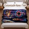 Astronaut Space Theme Soft Blanket Personalized Custom Name Text Print Warm Blanket Home Sofa Bedroom Decor