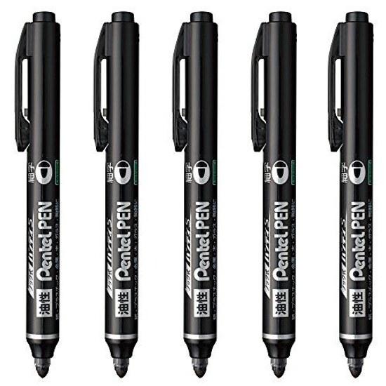 Pentel Oil-based Pen Knock Type Handy S XNXS15-AP Fine Tip Black 5 Pieces