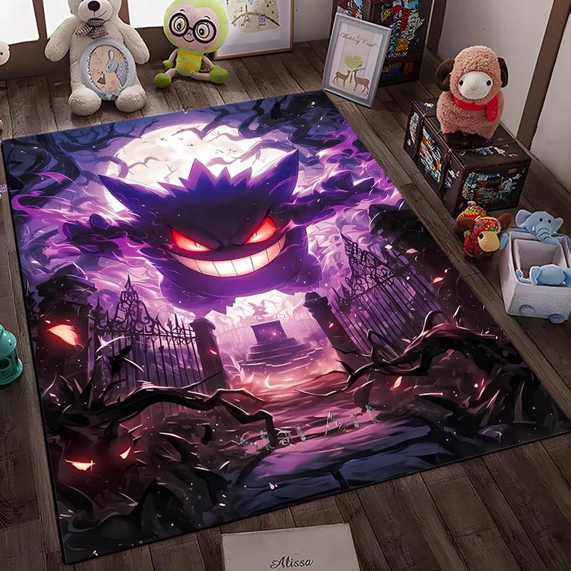 Pokemon Gengar Carpet New Release! Anti-slip Sound Insulation, Rug for Living Room Bedroom, Bedside and Office Areas,Durable Mat