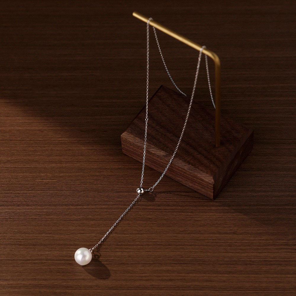 Bead necklace female tassel Y chain retro cold wind temperament collarbone chain