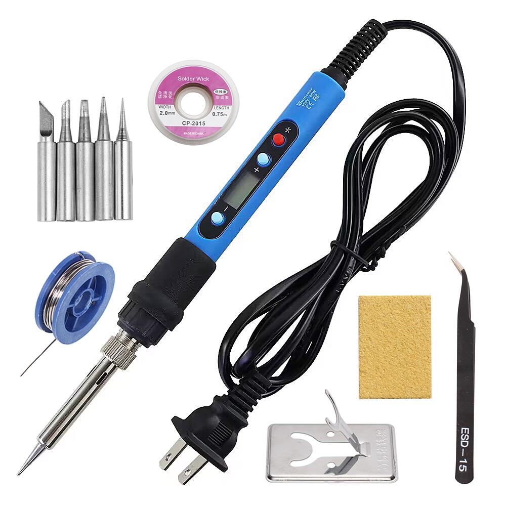 Blue 80W Electric Soldering Iron Digital Display With Switch 110V 220V Adjustable Temperature Solder Welding Desoldering Tools