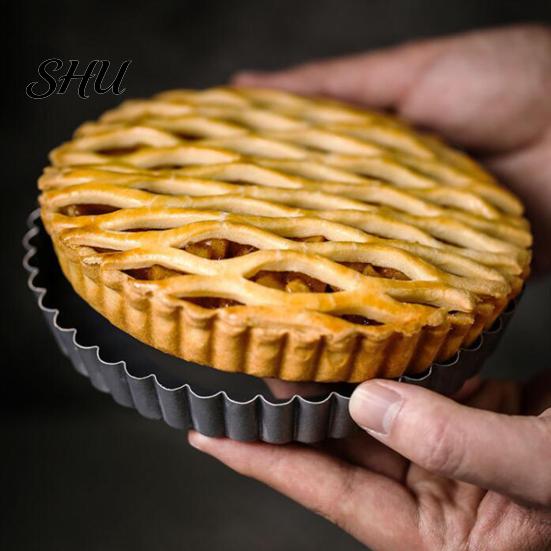 Pizza Tray Easy to Demould High Hardness Wave Edge Design Cake Pan Carbon Steel Round Pastry Baking Home Supplies