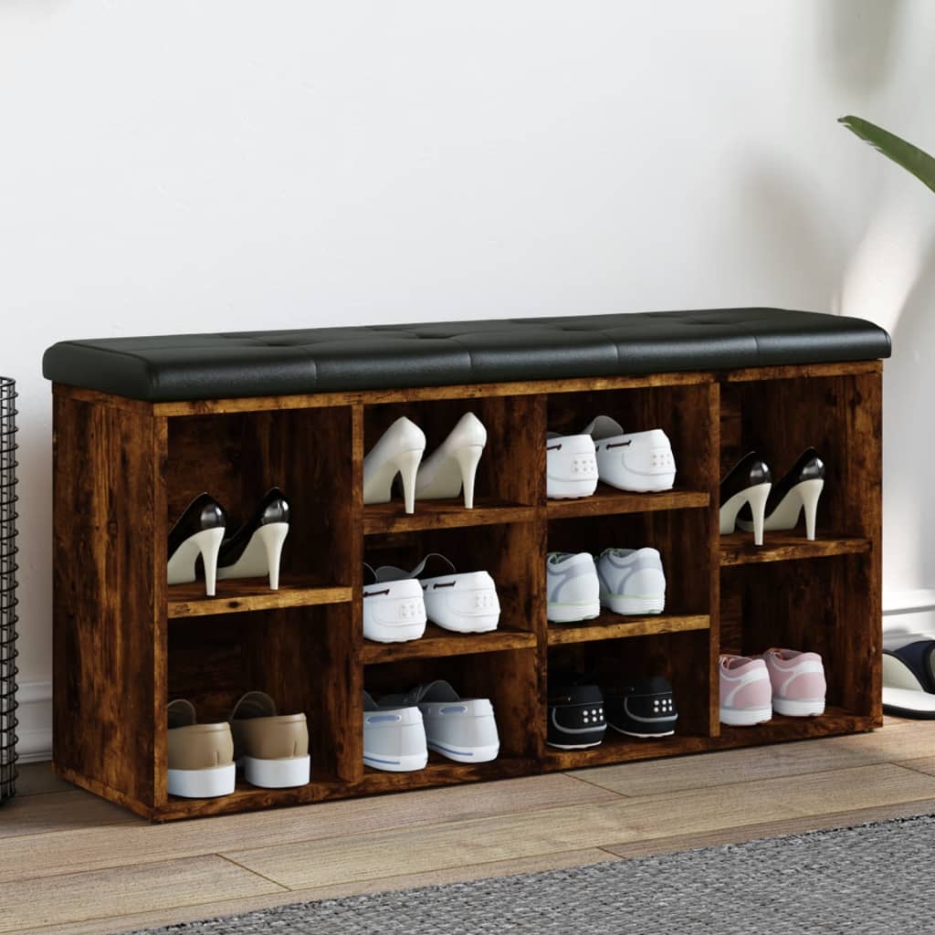 Shoe Bench Smoked Oak 102x32x50 cm Wood Based Panel