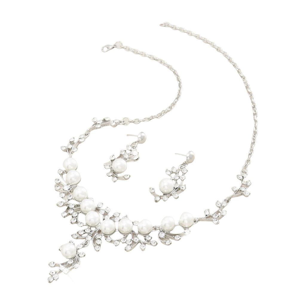 Crystal Rhinestone Wedding Jewelry Set Drop Necklace Pendant Earrings Bridal Jewelry Set Rhinestone Necklace Earring Set