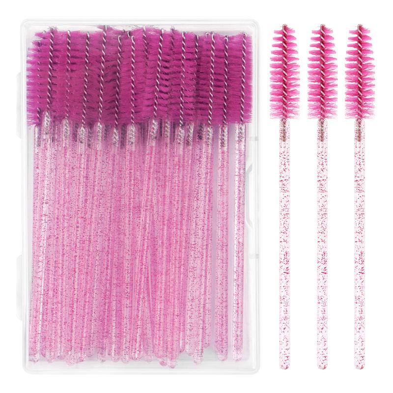 50-Pack Disposable Crystal Handle Eyelash Brushes
