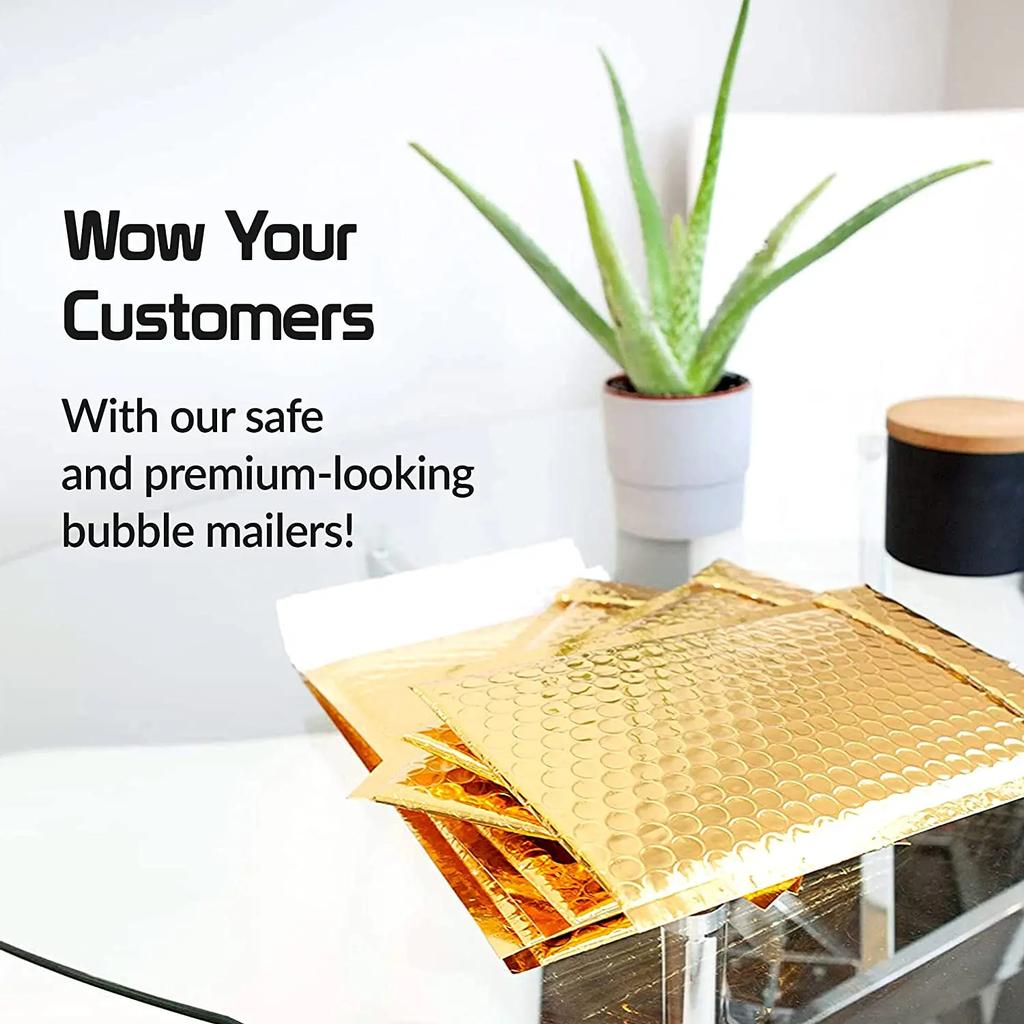 50Pcs Gold Silver Laser Bubble Envelope Foam Foil Mailing Bag Holographic Shockproof Mailer Envelopes Bag Gift Packaging