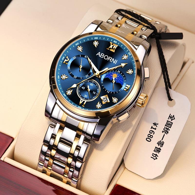 Yaboni Men'S Watch Multifunctional Three-Eye Six-Pin Business Watch Calendar Waterproof Luminous Men'S Watch