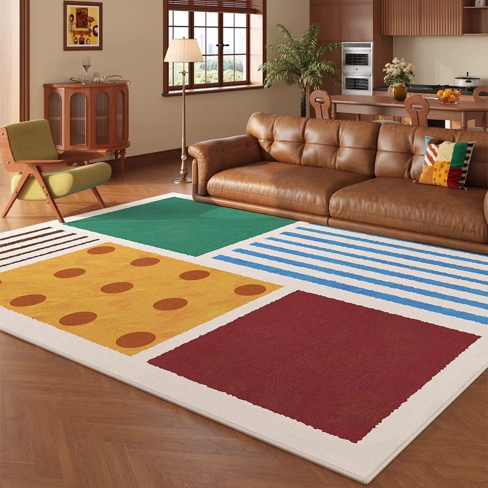 Large Rug for Living Room Bedroom Rugs Coffee Tables Floor Mat Short Plush Color Blocking Home Decoration Alfombra Salón Grande