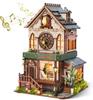 FUNPOLA 3D Puzzle Book Nook Kit with Cuckoo Wooden DIY Miniature Dollhouse Bookshelf Bookend Display Craft 201 for and Middle Schoolers Sound, Puzzle,