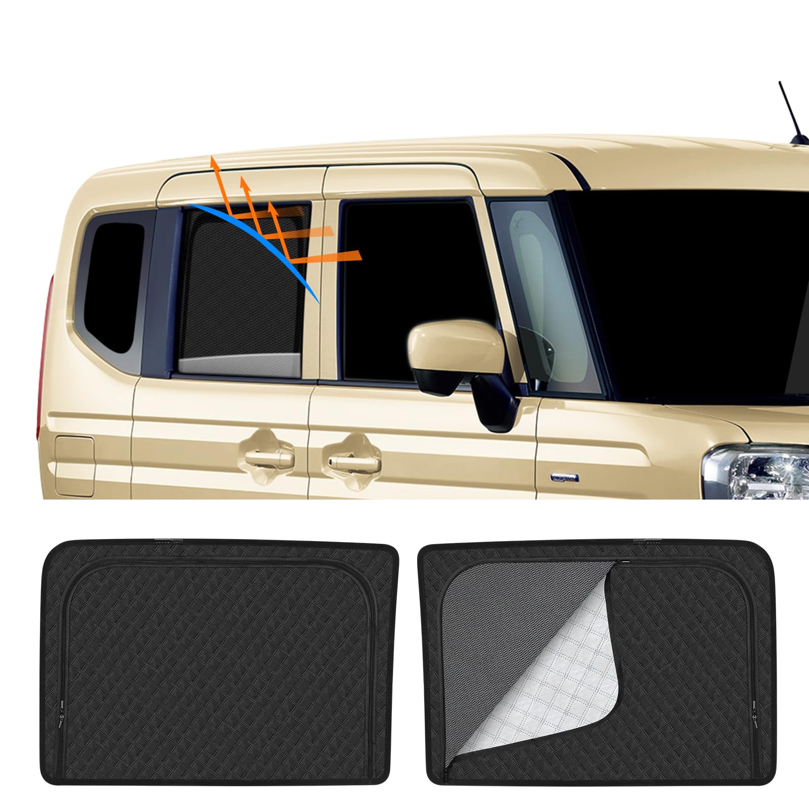 

Compatible with the new Suzuki Custom this magnetic sunshade provides ventilation and heat insulation for the rear It also functions as a mesh sun UV