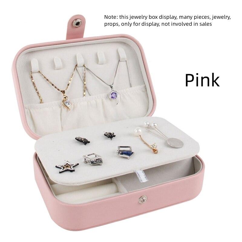 Double Storage Box Ring Earrings Organization Small Fine Grid Pattern Palm Zipper Bag Large Flap Leather Double Box