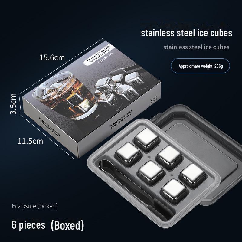 Stainless Steel Ice Cube Gift Set for Whiskey, Wine, and Beer