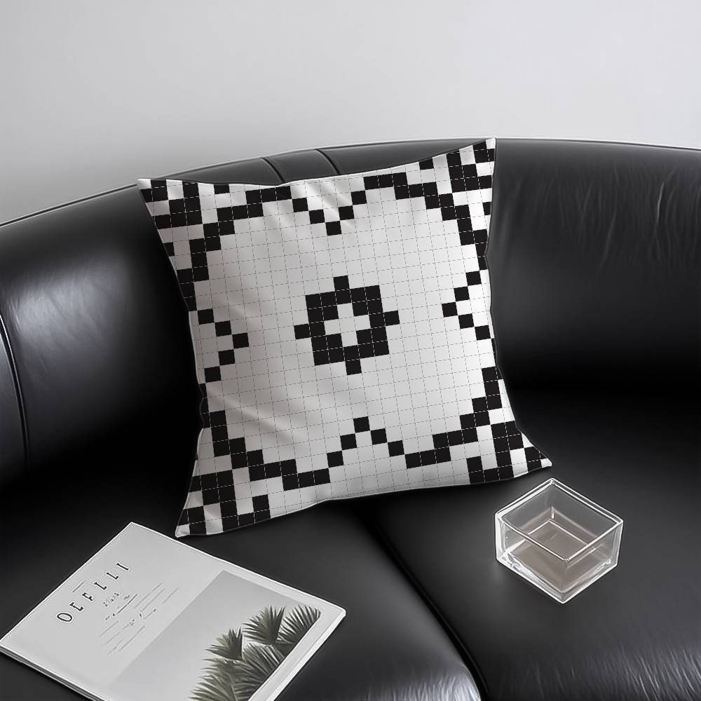 Pixel-Art-Drucktextur Kissenbezug Milbendicht Verdeckter Reißverschluss Sofa Bett