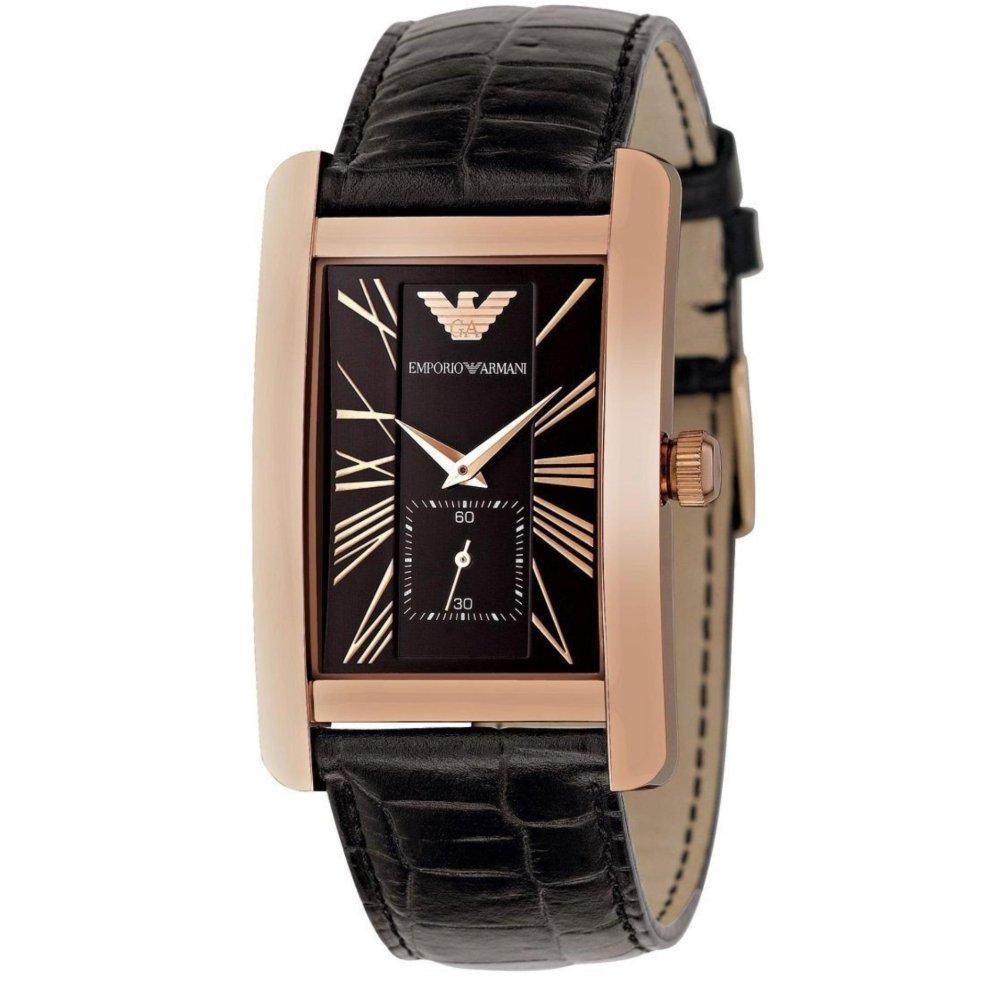 Emporio Armani AR0168 Rechteckige Herrenuhr in Roségold
