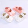 1 Pair Bowknot Princess Flat Cotton Bottom Walking Newborn Crib Dress Shoes 0-18 Months Classic Pu Leather Girl Baby Shoes